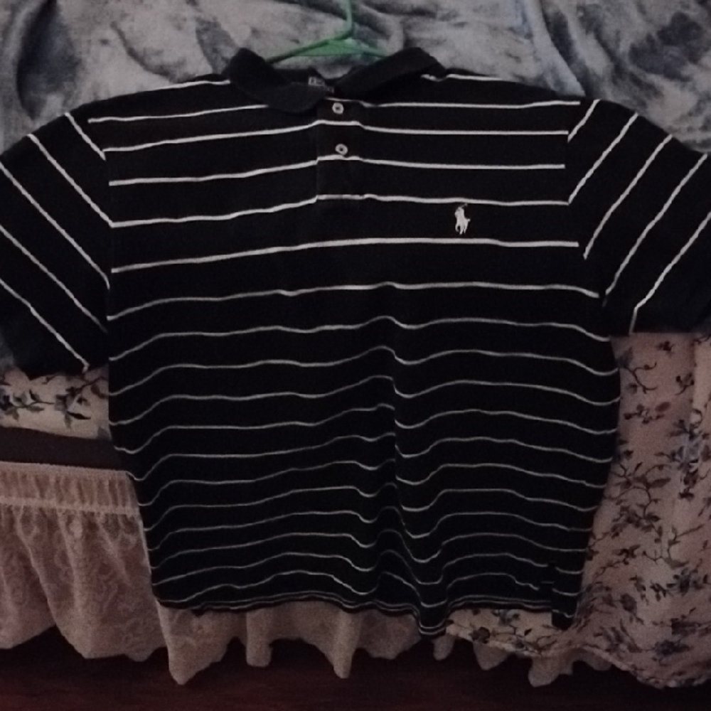 Ralph Lauren Kids Black and White Striped Polo